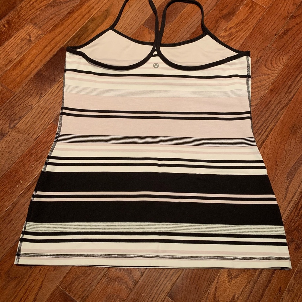 LULULEMON Tank Top Beige White Black Striped - 12
